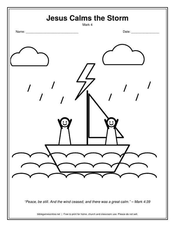 Coloring page: A boat in a storm