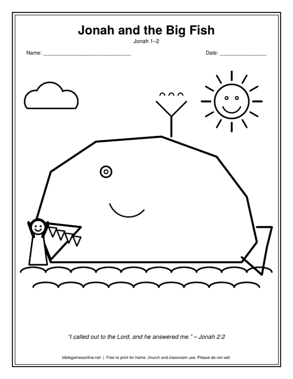Coloring page: Jonah and the big fish